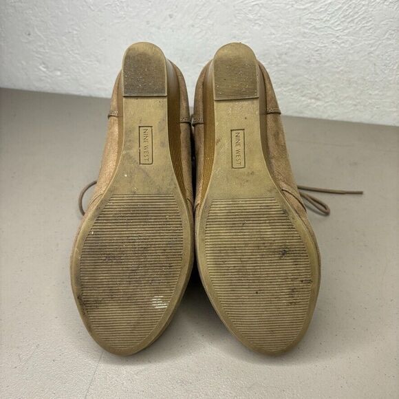 Nine‎ West Lotus Brown Fabric Mid Wedge Ankle Bootie Womens Size 6M - Picture 8 of 12